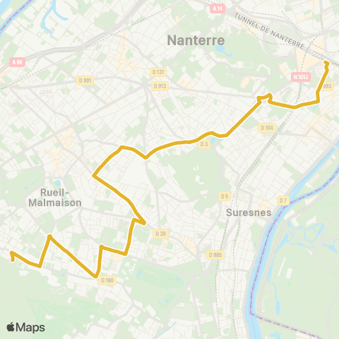 RATP Lycée de Rueil <> La Défense (Voie Perronet S.) map
