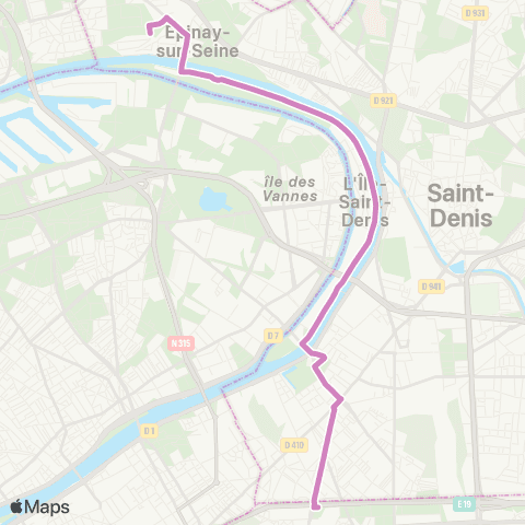 RATP Pte de St-Ouen - Hôp. Bichat <> Gare d'Épinay-s/-Seine map