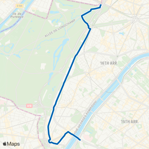 RATP Pont du Garigliano - Hôp. Européen Georges Pompidou <> Pte Maillot map