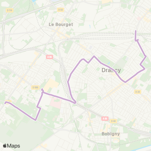 RATP Fort d'Aubervilliers <> Gare de Drancy map