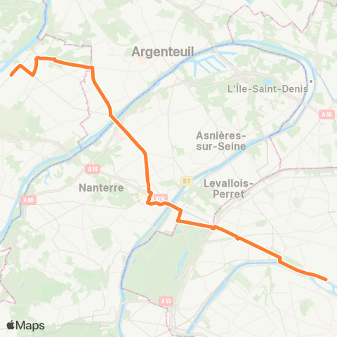 RATP Châtelet <> Gare de Sartrouville - RER map