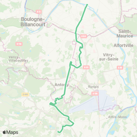 RATP Châtelet <> Hôpital de Longjumeau map
