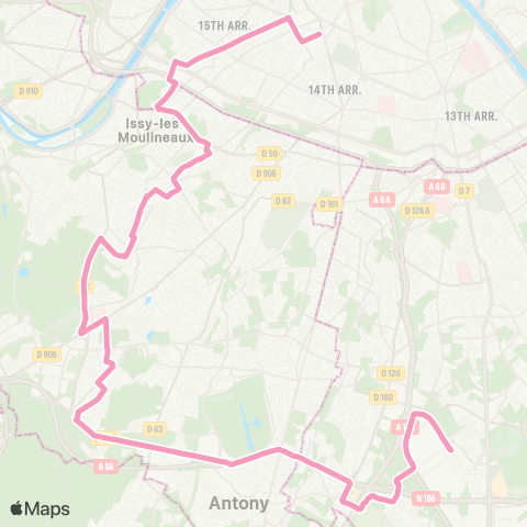 RATP Marché Intl de Rungis <> Gare Montparnasse map