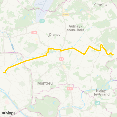 RATP Gare de l'Est <> Hôpital de Montfermeil map