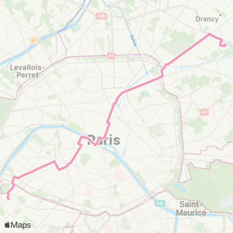 RATP Mairie d'Issy <> Bobigny - Pablo Picasso map
