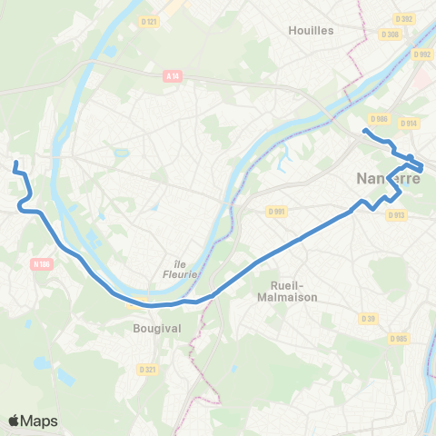 RATP Nanterre – Papeteries <> St-Germain-en-Laye RER map
