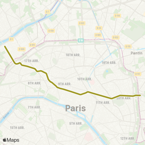 RATP Gallieni <> Pont de Levallois-Bécon map