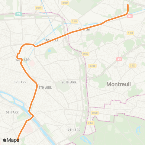 RATP Bobigny-Pablo Picasso <> Place d'Italie map