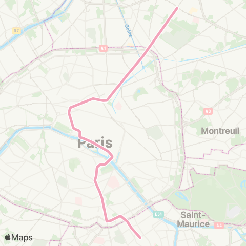 RATP La Courneuve <> Villejuif-L. Aragon/Mairie d'Ivry map