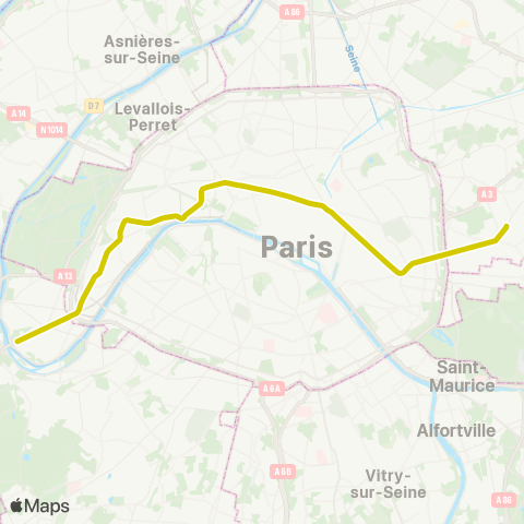 RATP Pont de Sèvres <> Mairie de Montreuil map