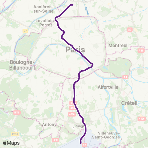 RATP Saint-Denis – Pleyel <> Aéroport d'Orly map