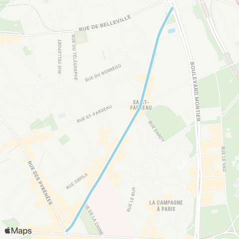 RATP Porte des Lilas <> Gambetta map