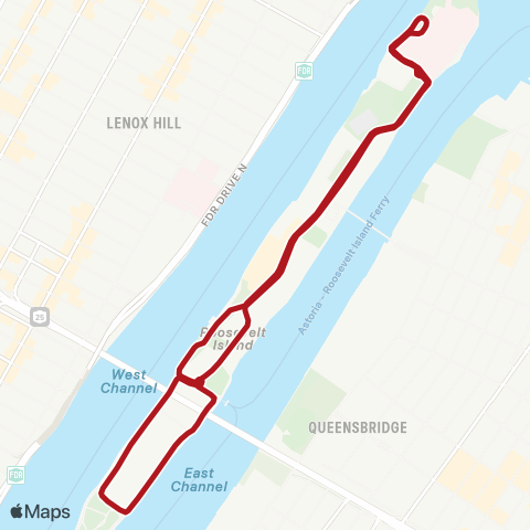 Roosevelt Island Operating Corporation Red Bus map