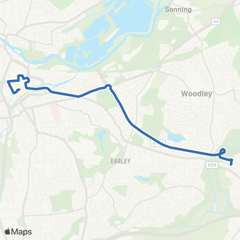 Reading Buses Winnersh Triangle Railway Sta - Minster St map