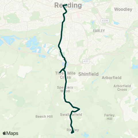 Reading Buses St Marys Butts - Mereoak Lane / P&R map