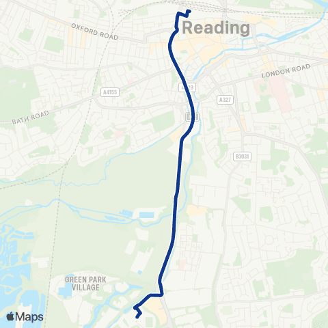 Reading Buses S W Interchange - Reading Stadium / Half Marathon map