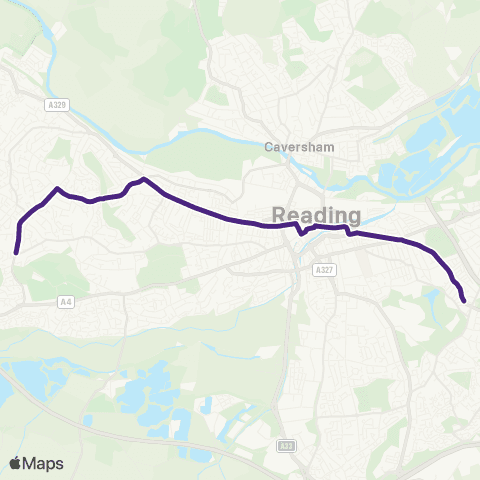 Reading Buses Three Tuns - Water Tower map