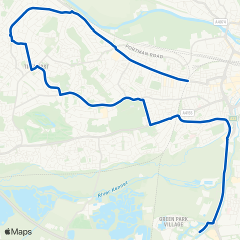 Reading Buses Reading W Rail Sta / Oxford Rd - Reading Stadium Bus Pk map