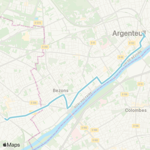 Île-de-France Mobilités Gare de Houilles / Carrières-s/-Seine <> ︎Gare d'Argenteuil map