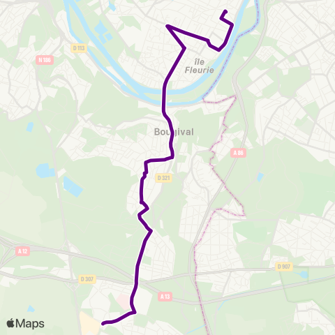 Île-de-France Mobilités Parly 2 / Dutartre <> ︎Gare de Chatou / Croissy map