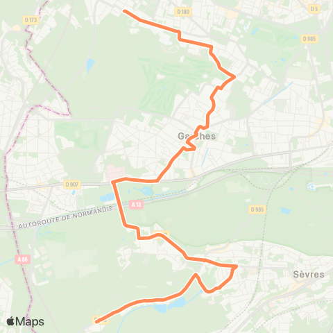 Île-de-France Mobilités Saint-Cucufa <> ︎Fausses Reposes map