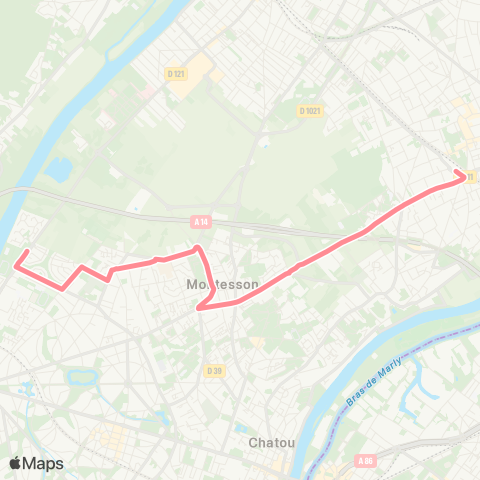 Île-de-France Mobilités Gare de Houilles / Carrières-s/-Seine <> ︎Berges de Montesson map