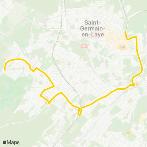 Île-de-France Mobilités Clos Badère <> ︎Gare de St-Germain-en-Laye map