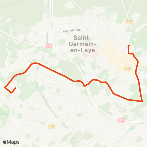 Île-de-France Mobilités Lycée Léonard de Vinci / les Hauts Grillets <> ︎Gare de St-Germain-en-Laye map