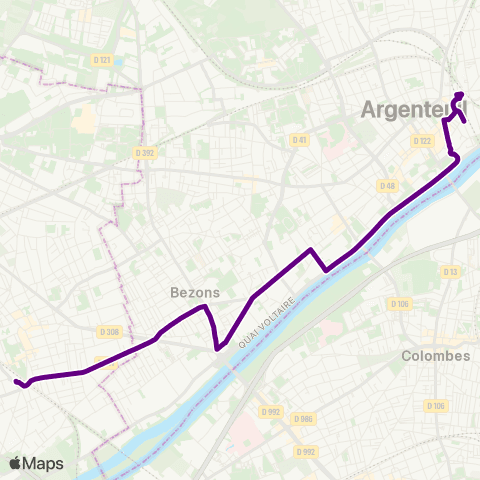 Île-de-France Mobilités Gare de Houilles - Carrières-s/-Seine <> ︎Gare d'Argenteuil map