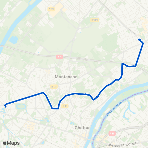 Île-de-France Mobilités Gare de Houilles - Carrières-s/-Seine <> ︎Gare du Vésinet - le Pecq map