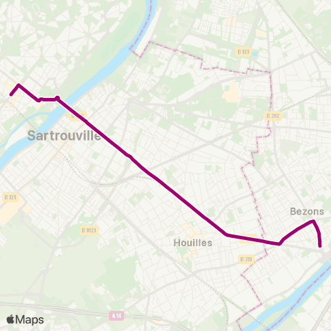 Île-de-France Mobilités Hôtel de Ville <> ︎Pont de Bezons map
