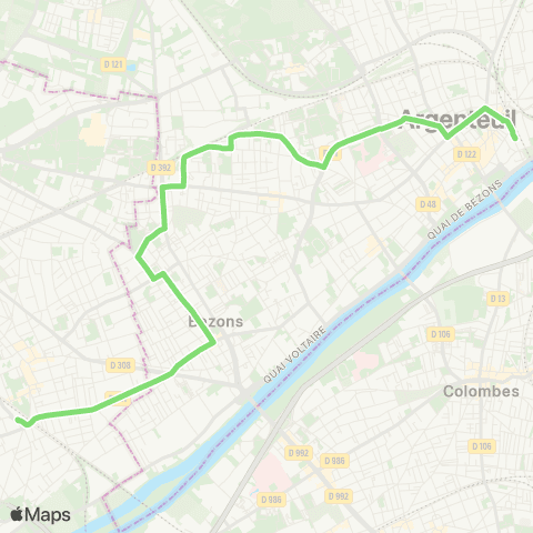Île-de-France Mobilités Gare d'Argenteuil <> ︎Gare de Houilles - Carrières-s/-Seine map