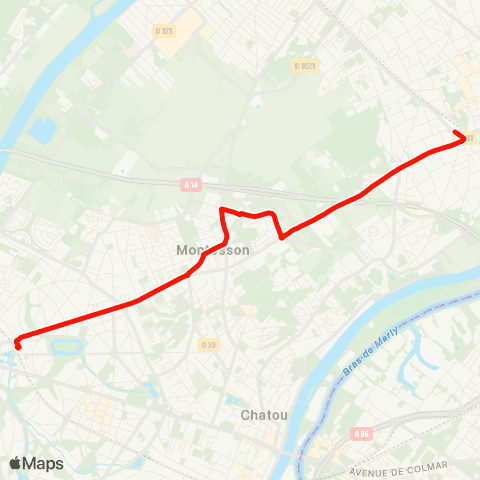 Île-de-France Mobilités Gare de Houilles - Carrières-s/-Seine <> ︎Gare du Vésinet - le Pecq map