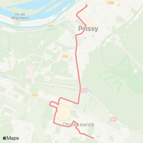 Île-de-France Mobilités Gare Sud de Poissy <> ︎Châtaigneraie map