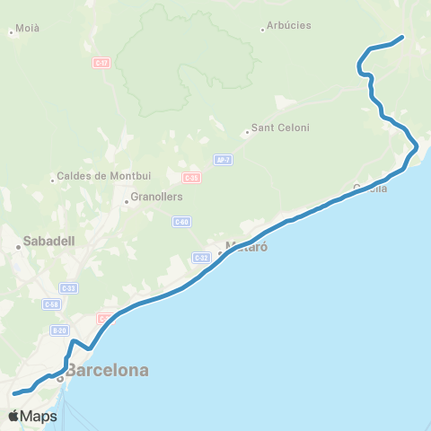 Rodalies Molins de Rei - Maçanet-Massanes map