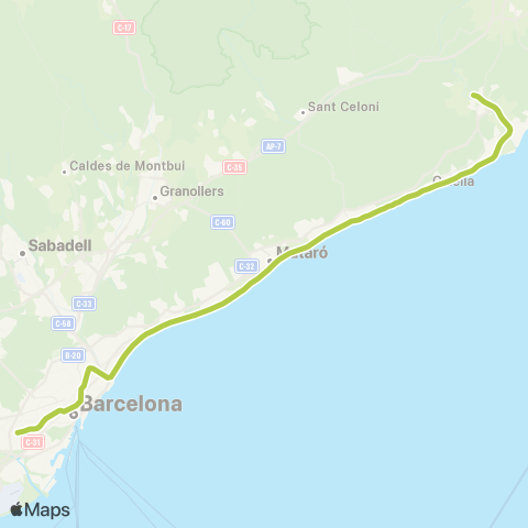 Rodalies Aeroport - Maçanet-Massanes map