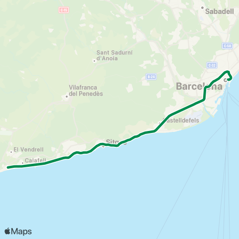 Rodalies Sant Vicenc de Calders - Barcelona map