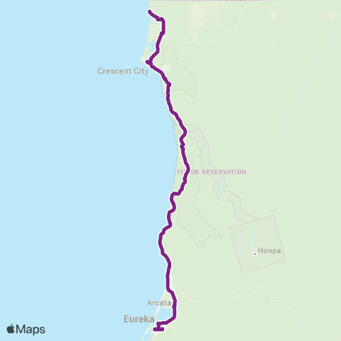 RCT Route 20 Smith River / Eureka map