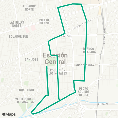 Red Poblacion Santiago - Ferrocarril map