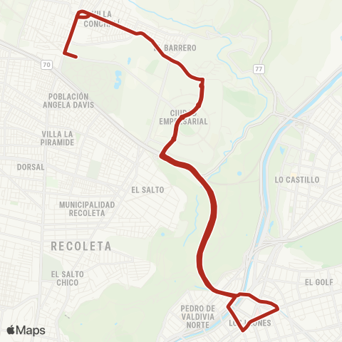 Red Huechuraba - Providencia map