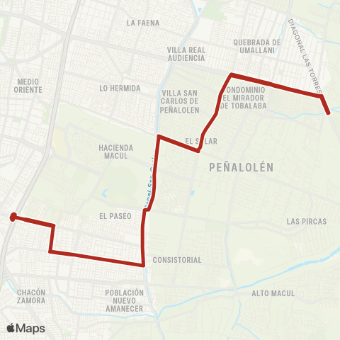 Red Av. Grecia Oriente - Av. las Torres map