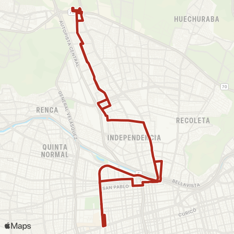 Red (M) los Libertadores - (M) Estacion Central map