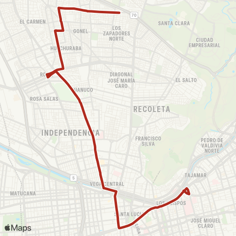 Red (M) Vespucio Norte - (M) Salvador map