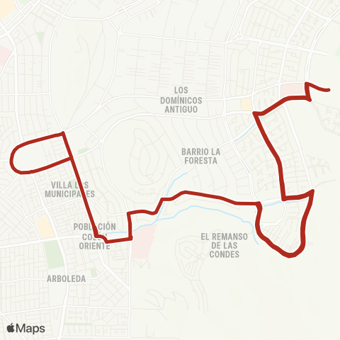 Red (M) los Dominicos - San Ramon Oriente map