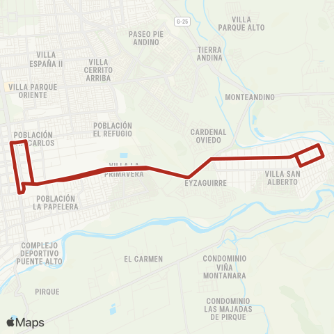 Red (M) Plaza Puente Alto - Casas Viejas map