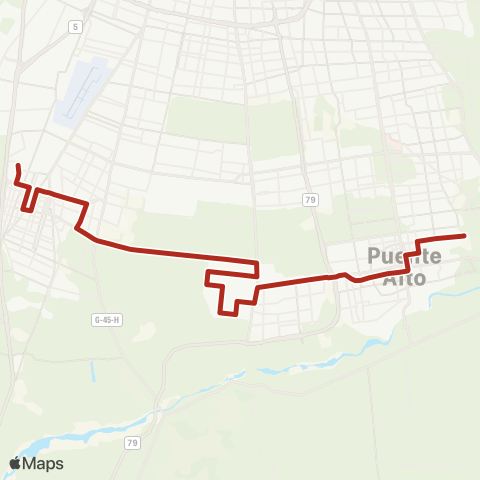 Red (M) Plaza Puente Alto - Plaza San Bernardo map