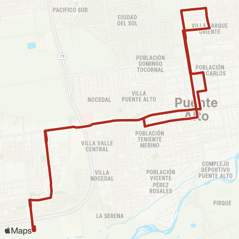 Red San Guillermo - (M) Plaza Puente Alto map