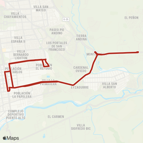 Red Pie Andino - las Vizcachas map