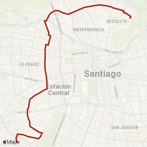 Red Recoleta - Cerrillos map