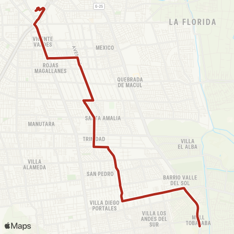 Red Diego Portales - (M) Bellavista de la Florida map